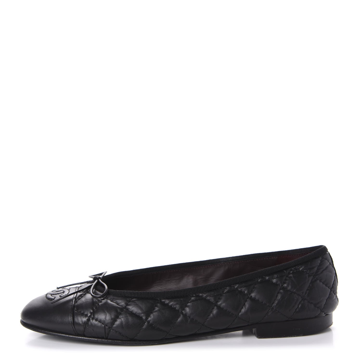 Chanel Aged Calfskin Quilted CC Cap Toe Ballerina Flats 39 Black 1 of 11