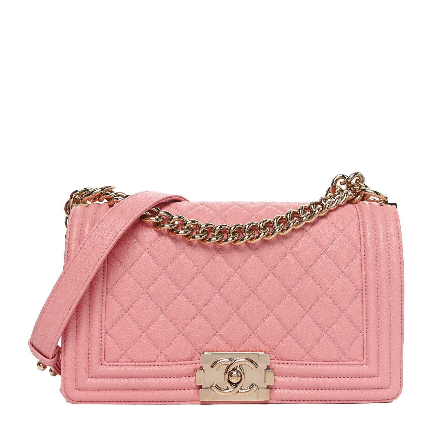Chanel Iridescent Caviar Quilted Medium Boy Flap Light Pink 1 of 11