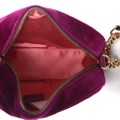 Gucci Velvet Matelasse Small GG Marmont Chain Shoulder Bag Fuchsia Violet Cyclamen 5 of 11