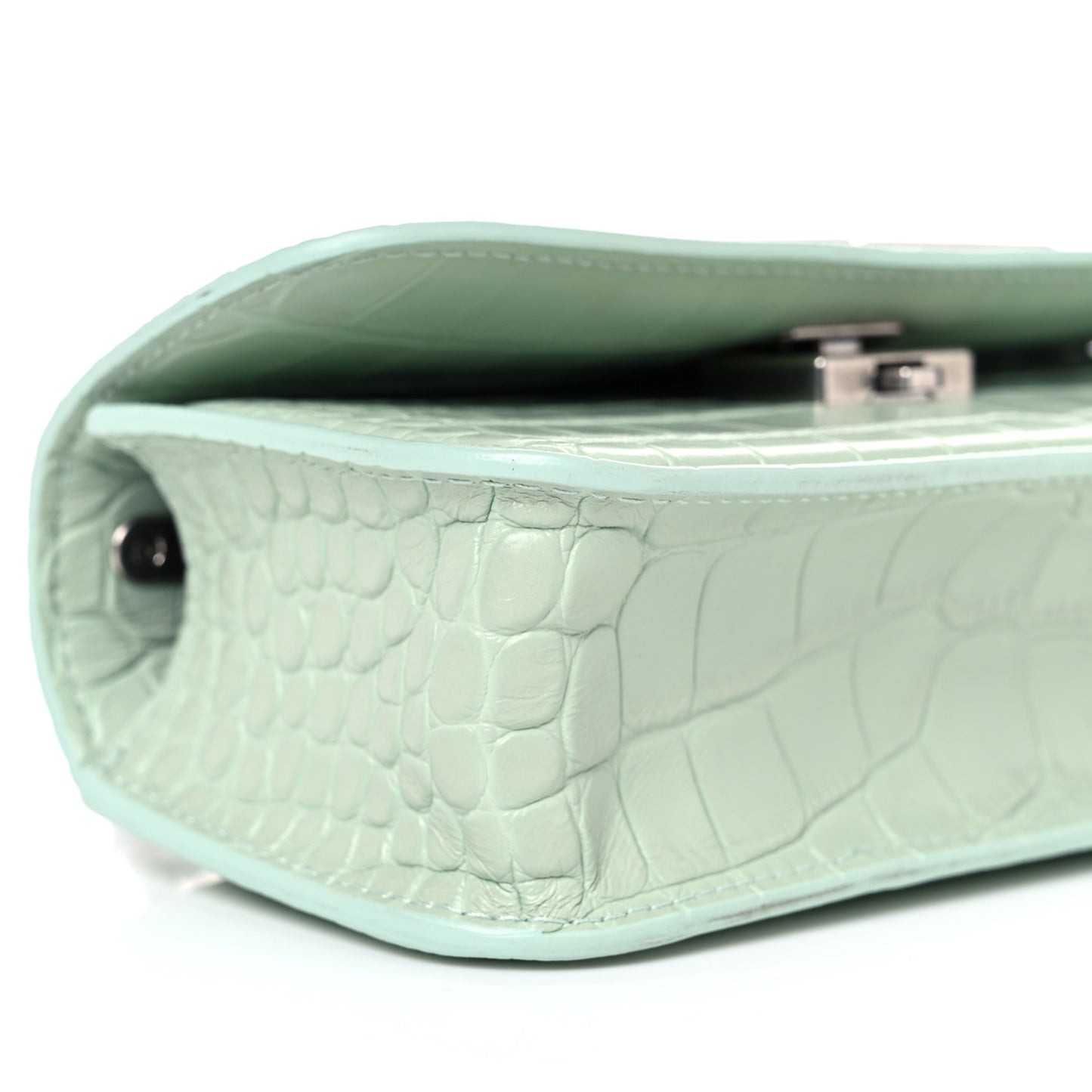 Extra Supple Calfskin Crocodile Embossed Gossip Chain Bag XS Light Green