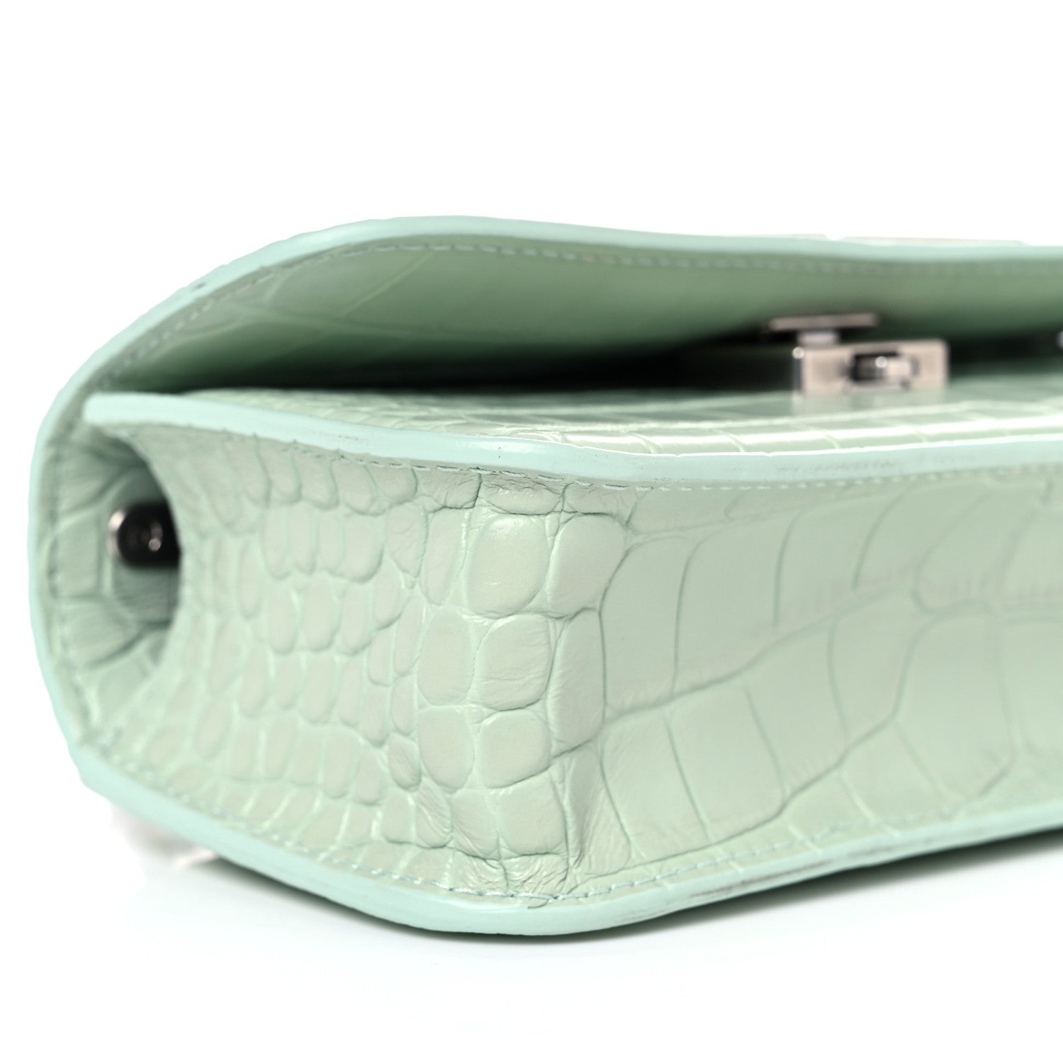 Balenciaga Extra Supple Calfskin Crocodile Embossed Gossip Chain Bag XS Light Green 6 of 8
