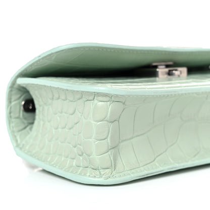 Balenciaga Extra Supple Calfskin Crocodile Embossed Gossip Chain Bag XS Light Green 6 of 8