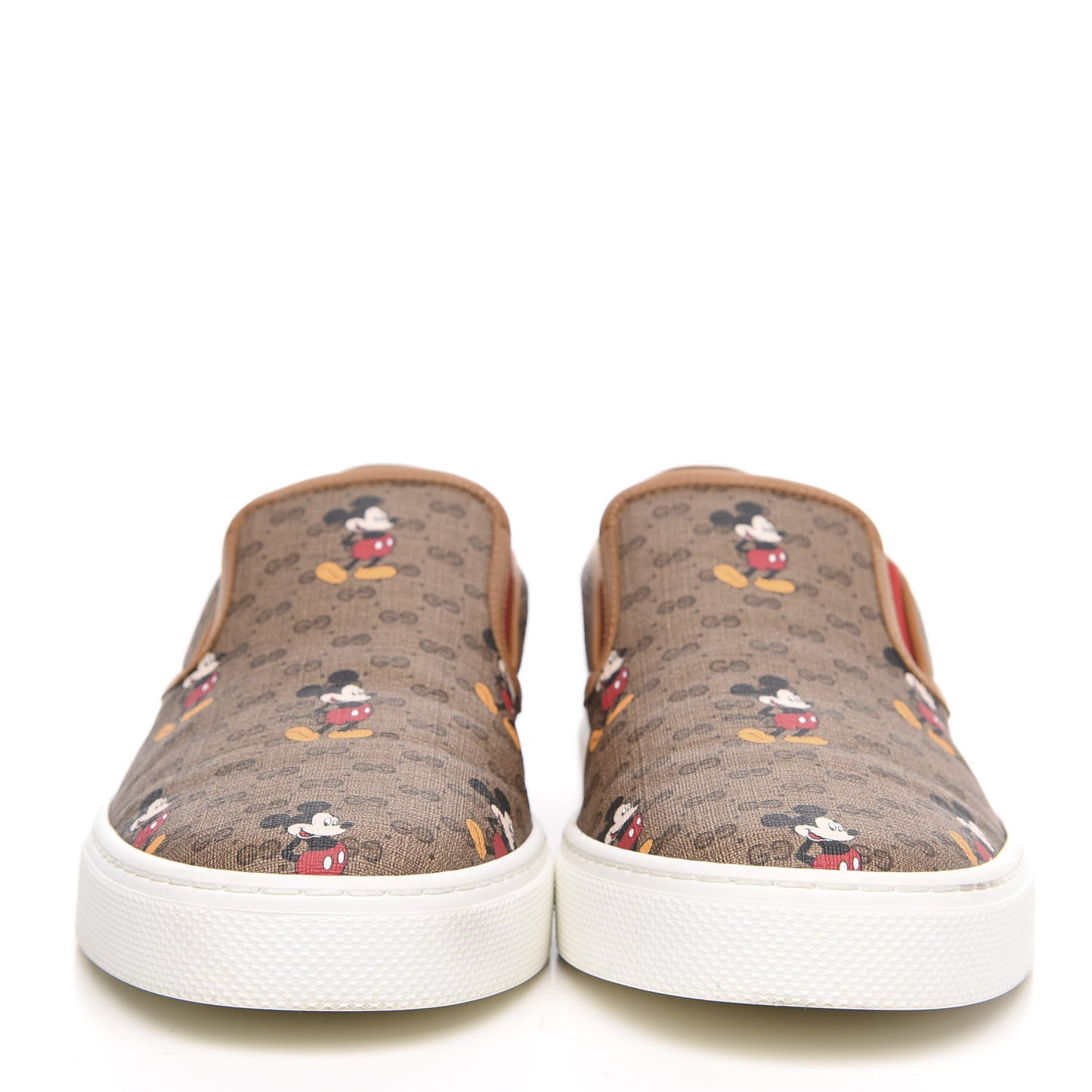 X DISNEY Mini Vintage GG Supreme Monogram Mickey Mouse Mens Slip-On Sneakers 8.5 Beige Vintage Sun Oil