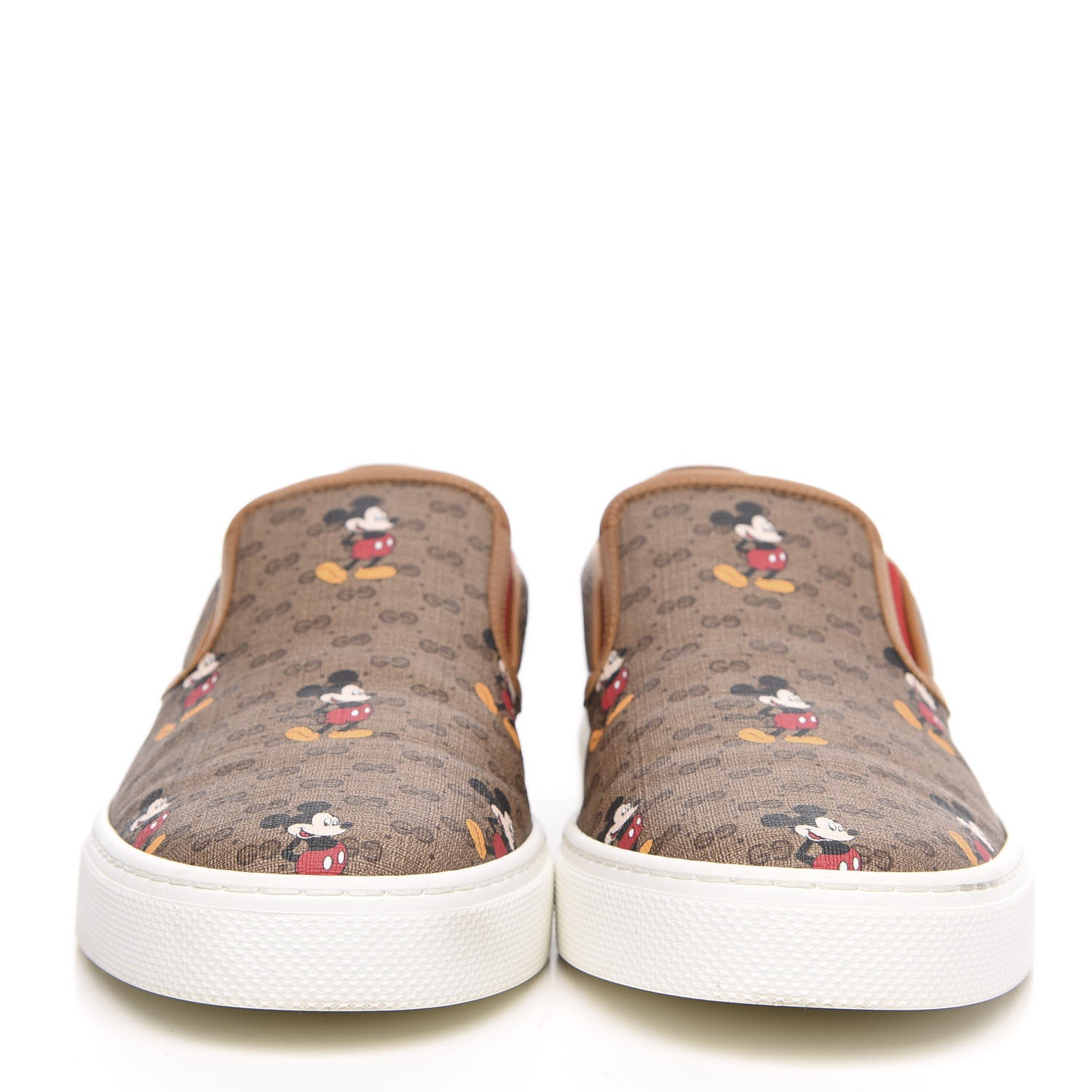 Gucci X DISNEY Mini Vintage GG Supreme Monogram Mickey Mouse Mens Slip-On Sneakers 8.5 Beige Vintage Sun Oil 2 of 8