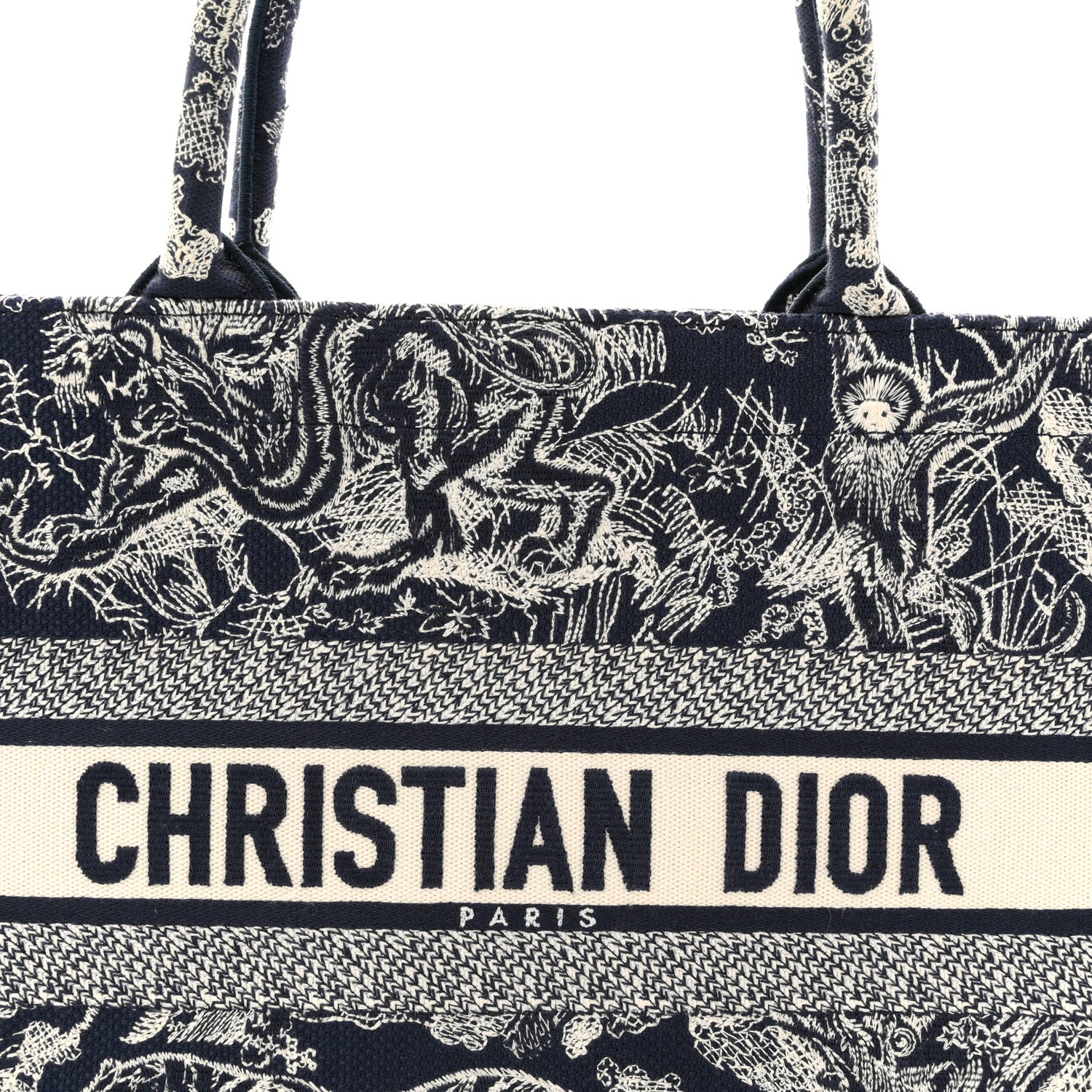 Christian Dior Canvas Embroidered Medium Dioriviera Toile De Jouy Book Tote Blue 15 of 19