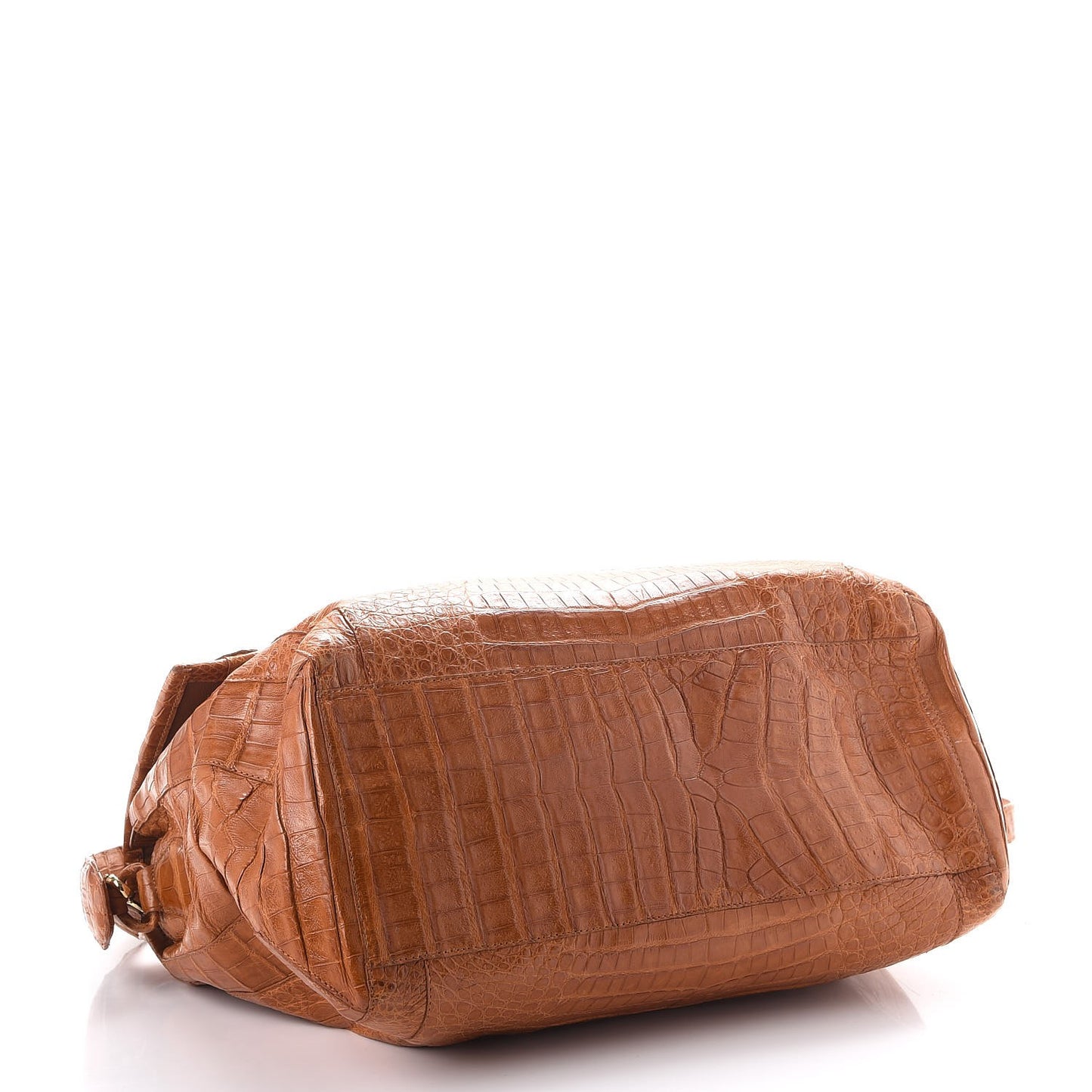 Crocodile Woven Flap Shoulder Bag Brown