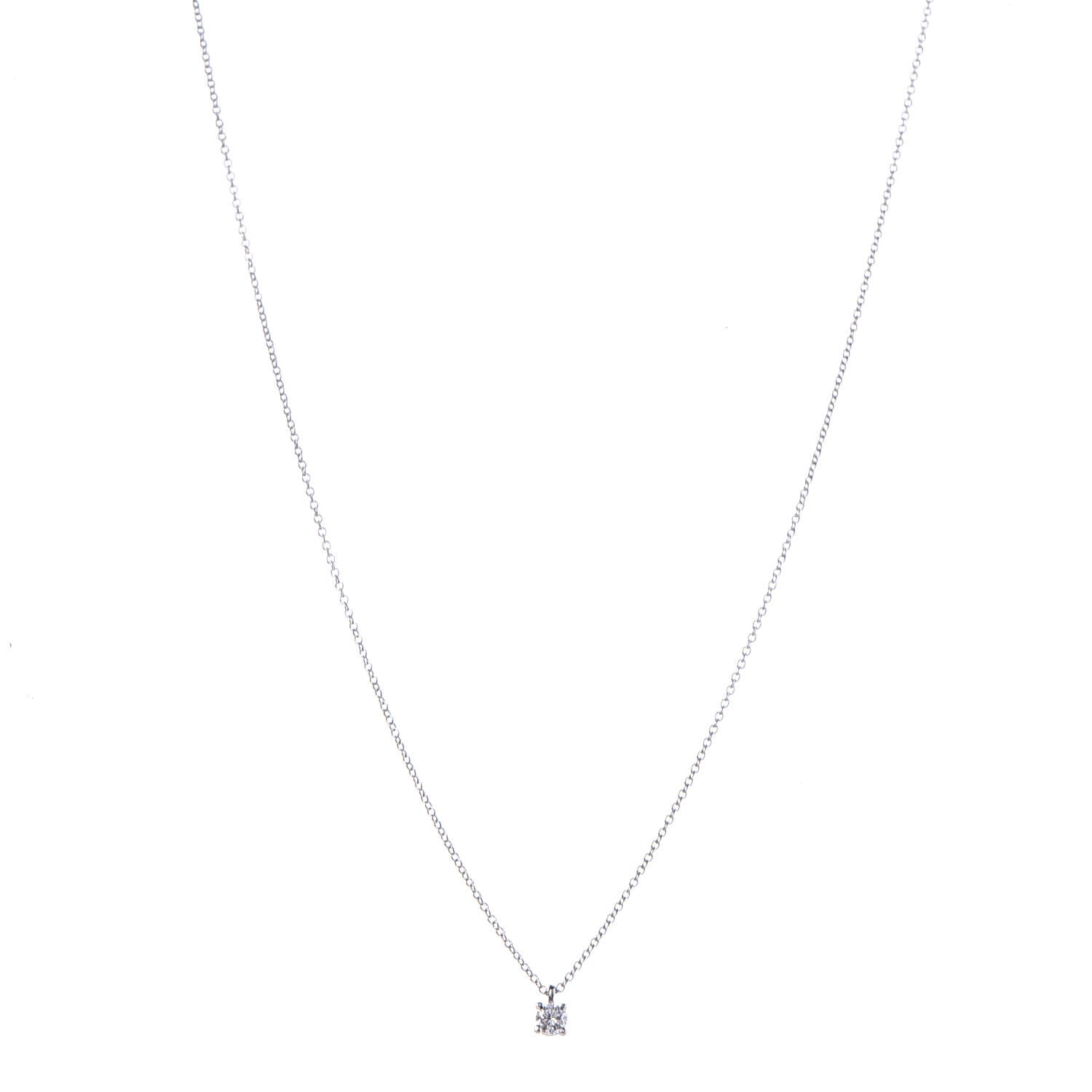 Tiffany Platinum Diamond .18ct Solitaire Pendant Necklace 1 of 6
