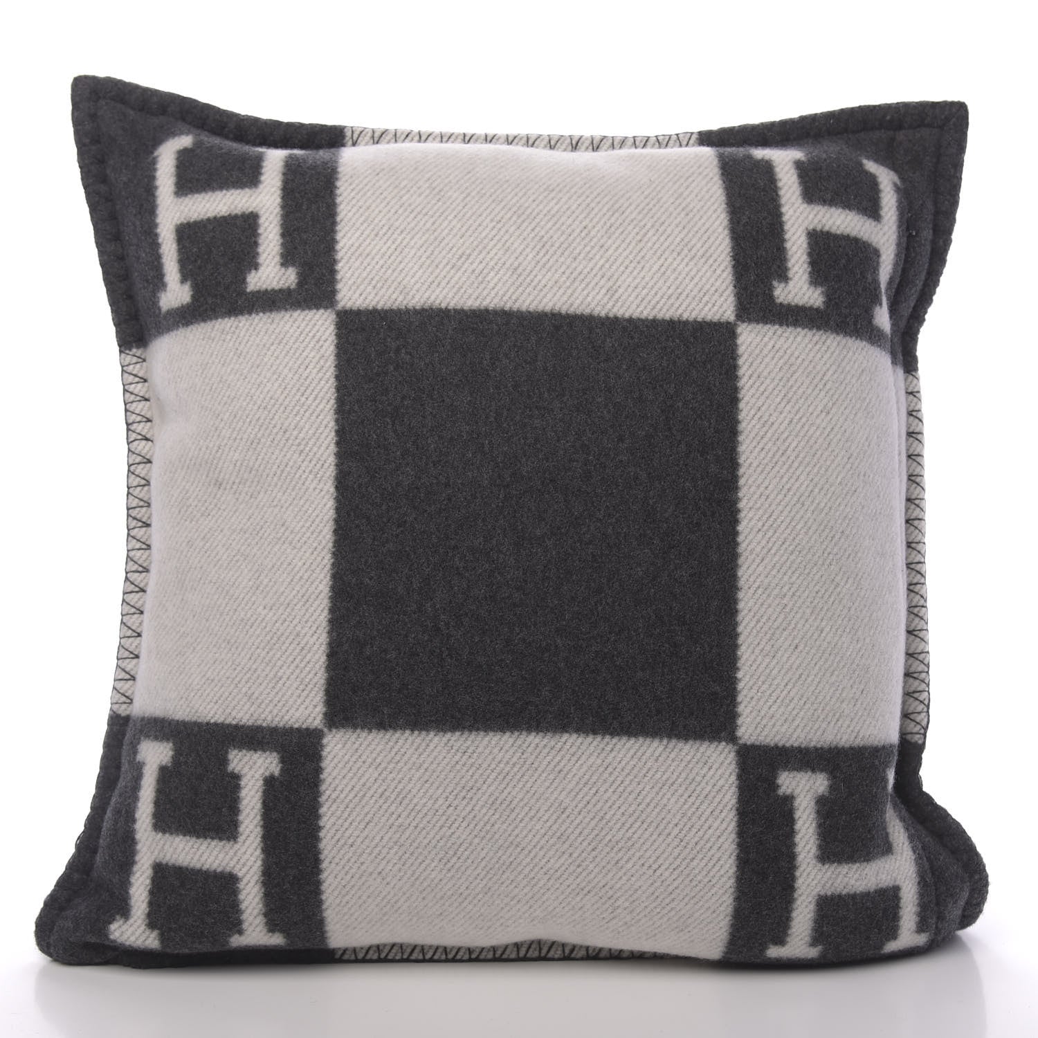 Hermes Wool Cashmere Avalon Pillow PM Ecru Gris Fonce 2 of 5