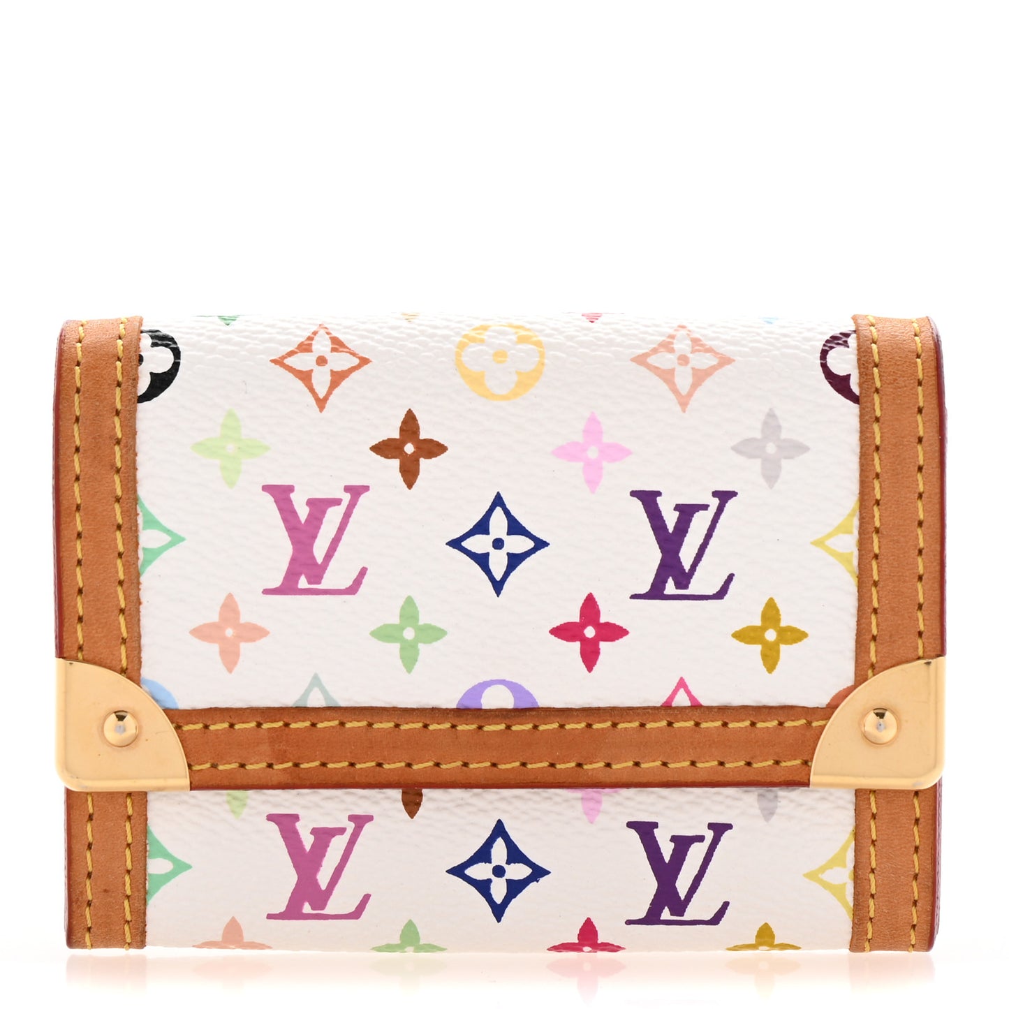 Monogram Multicolor Porte-Monnaie Plat Coin Purse White