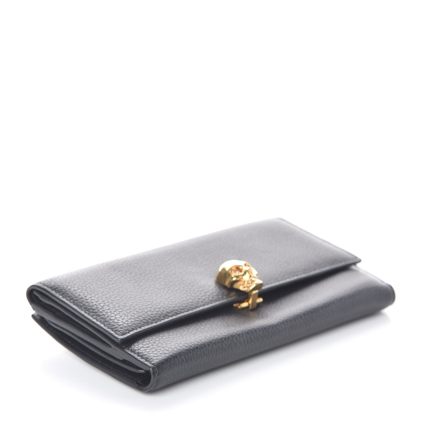 Calfskin Skull Continental Wallet Black