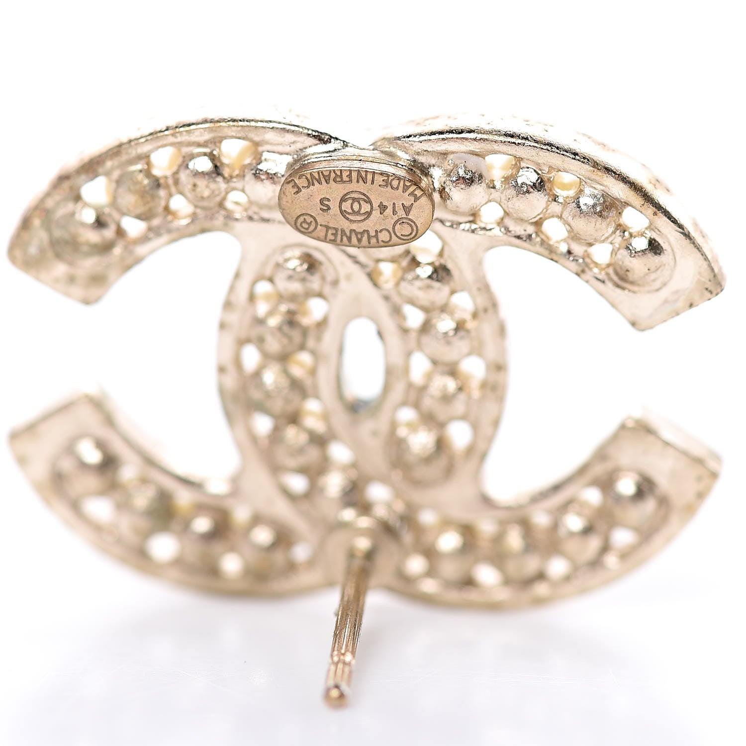 Chanel Pearl CC Earrings Light Gold 3 of 5