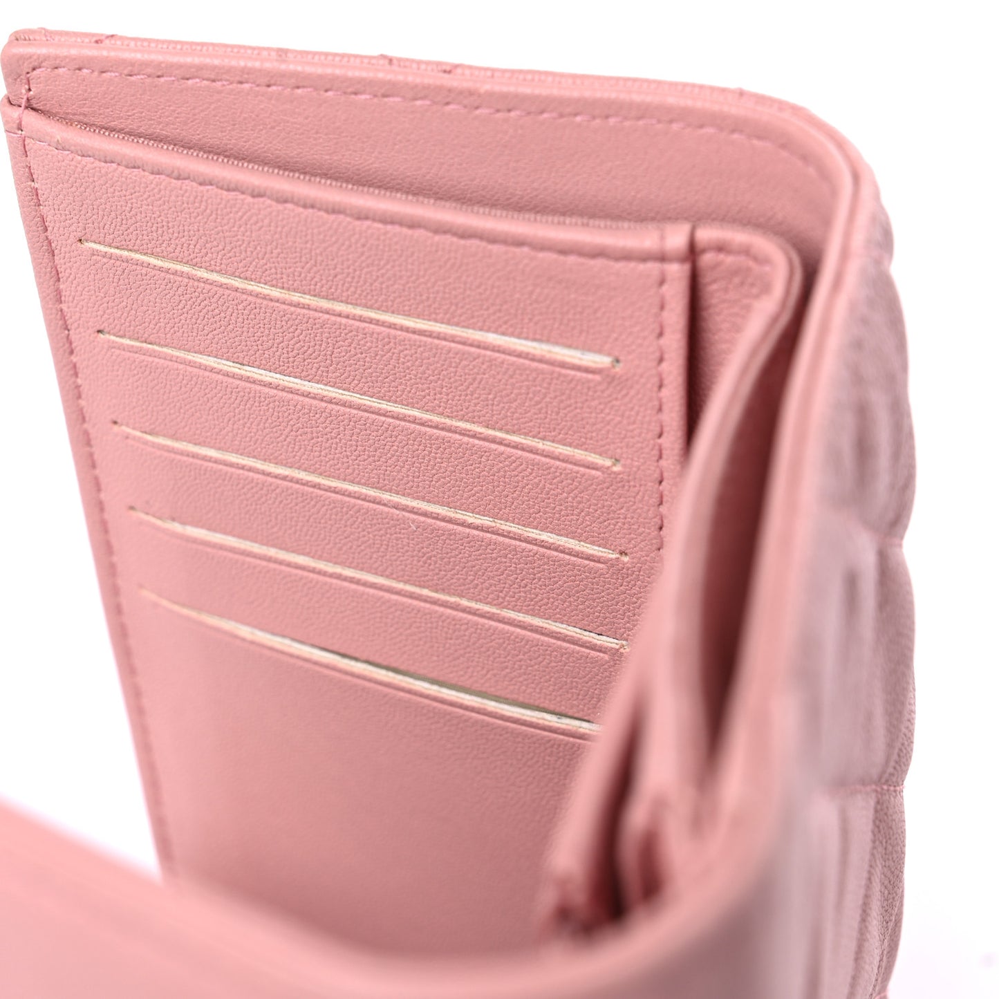 Lambskin Quilted CC Box Flap Wallet Light Pink
