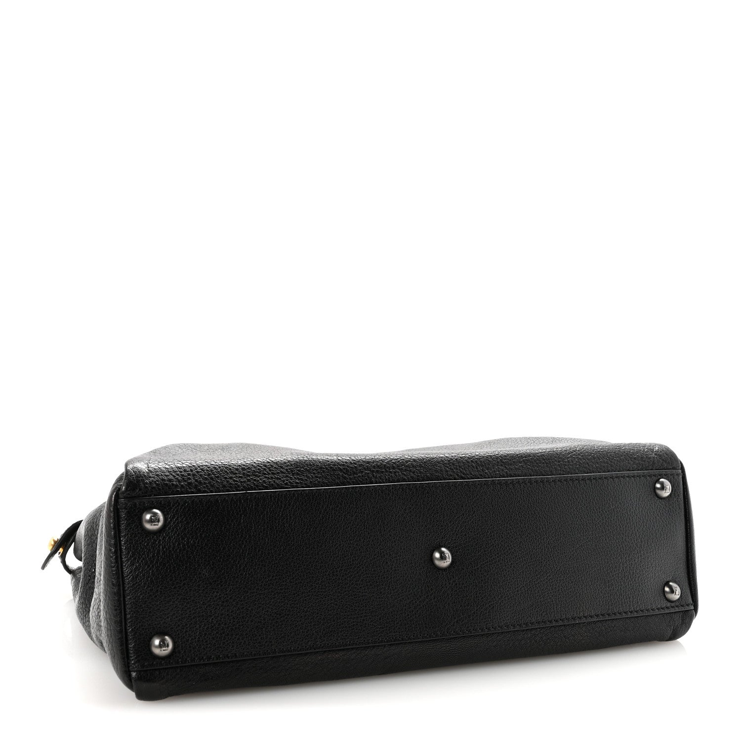 Fendi Goatskin Zucca Medium Peekaboo Iconic Satchel Black Tobacco 4 of 9