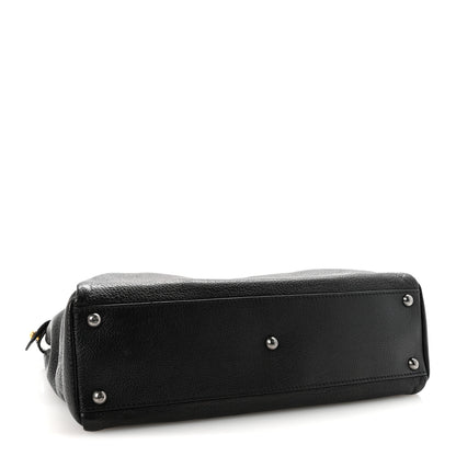Fendi Goatskin Zucca Medium Peekaboo Iconic Satchel Black Tobacco 4 of 9