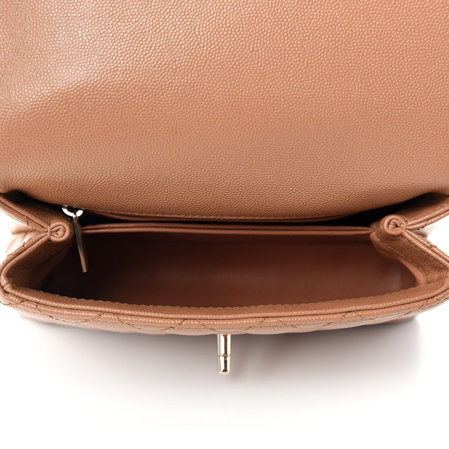 Caviar Quilted Mini Coco Handle Flap Brown