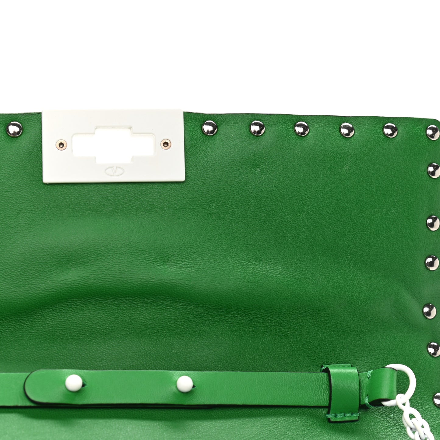 Lambskin Free Rockstud Spike Wallet On Chain Peppermint