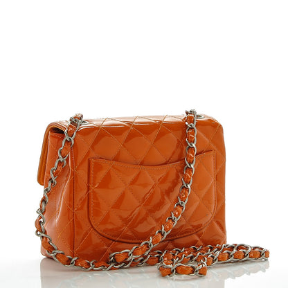 Chanel Patent Quilted Mini Square Flap Dark Orange 3 of 11