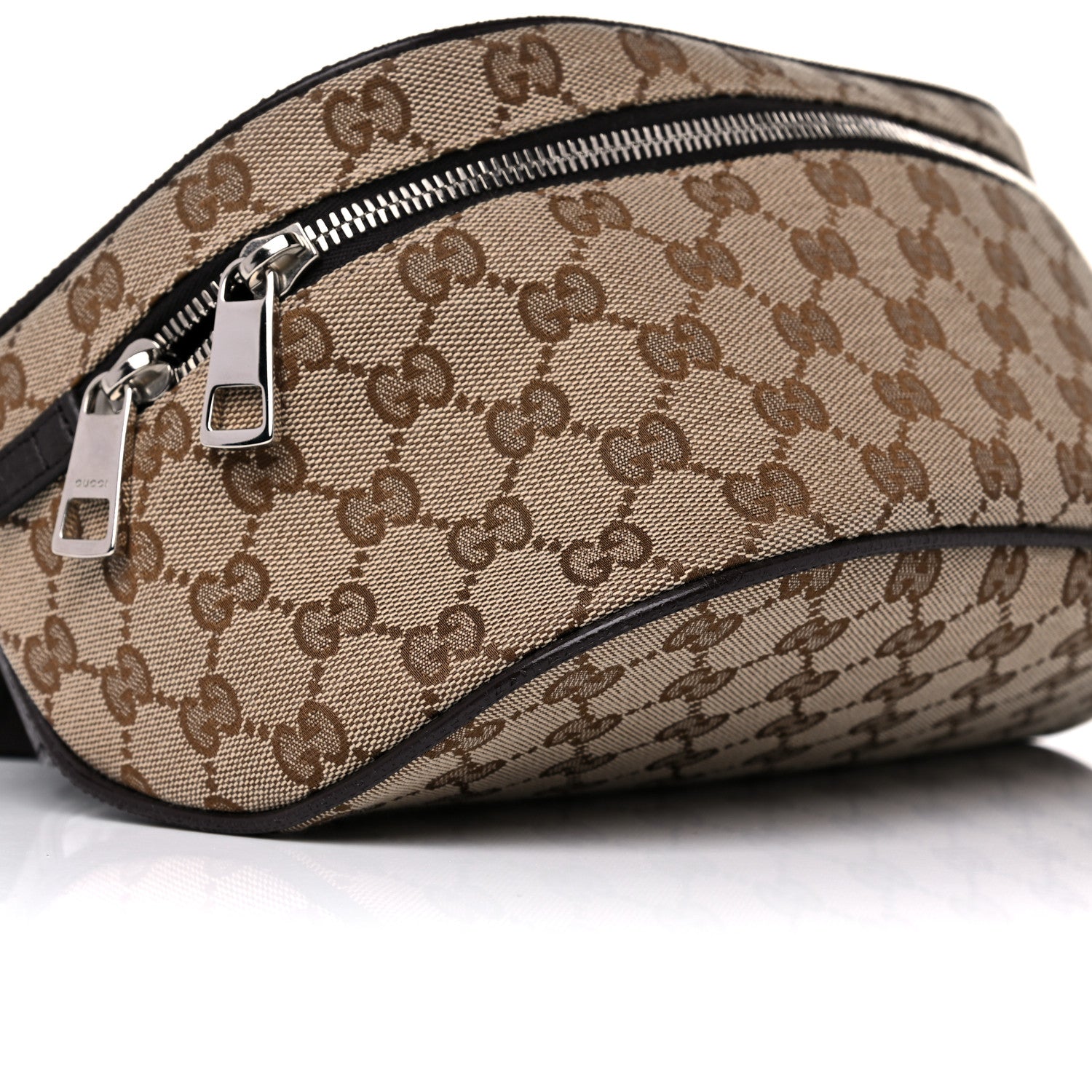 Gucci Monogram Dollar Calfskin Waist Pouch Beige Ebony Testa di Moro Marrone Scuro 9 of 11