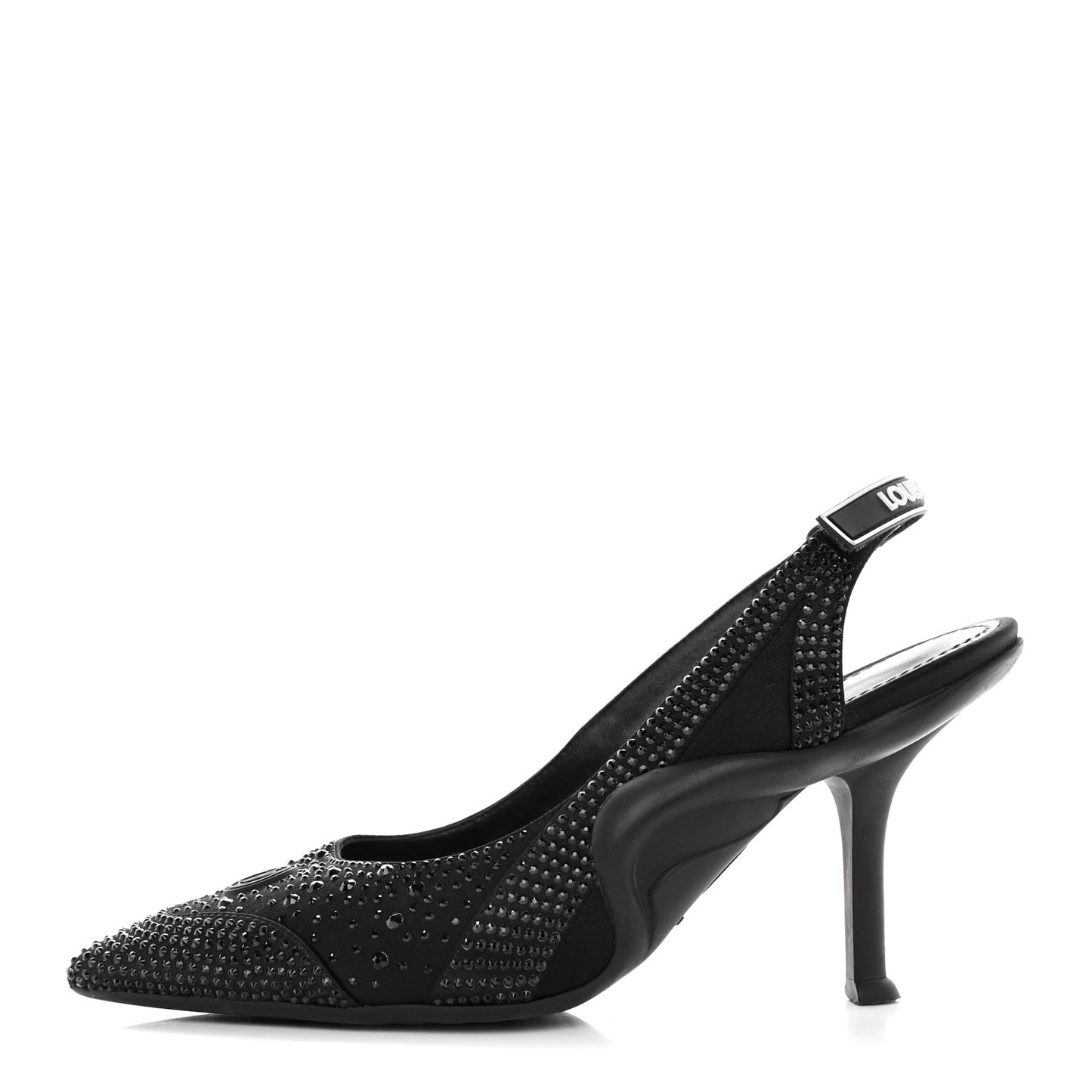 Satin Embellished Archlight Slingback Pumps 38 Black