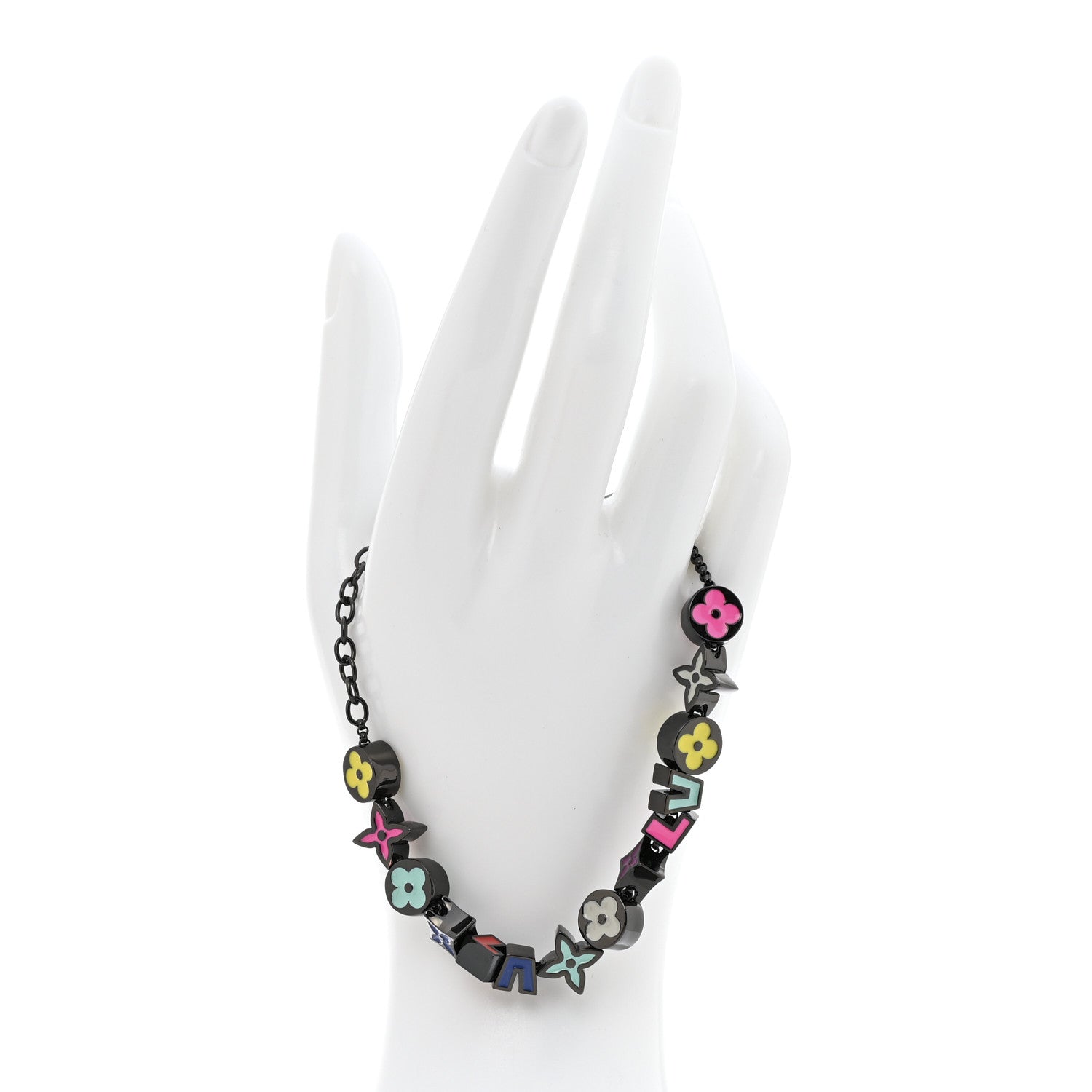 Louis Vuitton Metal Enamel Monogram Party Bracelet Black Multicolor 2 of 5