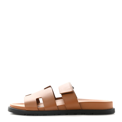 Hermes Calfskin Mens Chypre Sandals 42 Gold 1 of 10