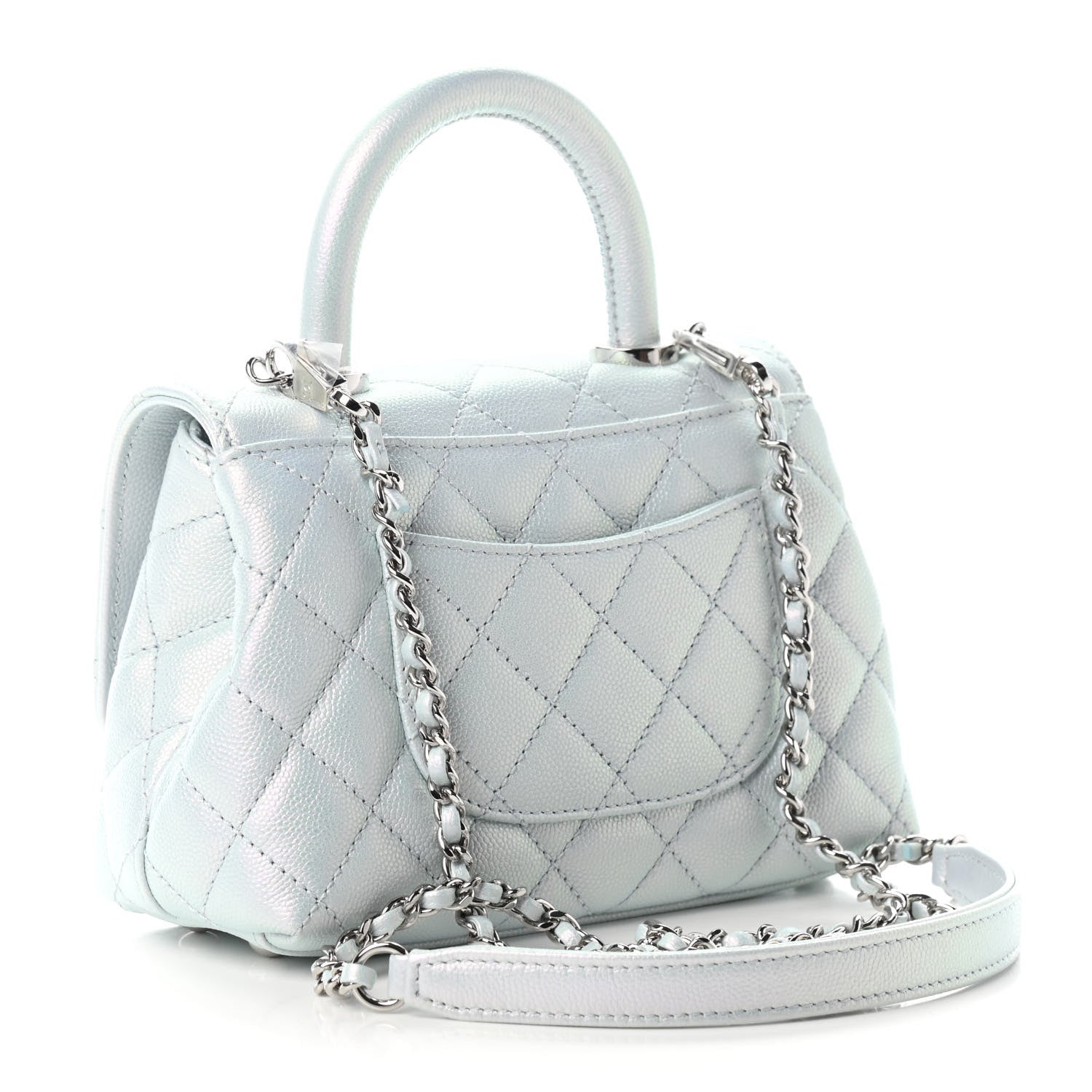 Chanel Iridescent Caviar Quilted Extra Mini Coco Handle Flap Light Blue 3 of 9