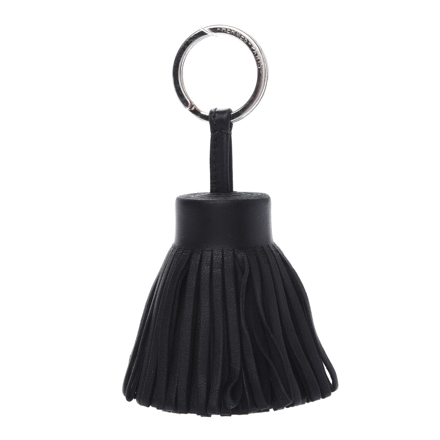 Hermes Lambskin Carmen Tassel Key Holder Black 1 of 4