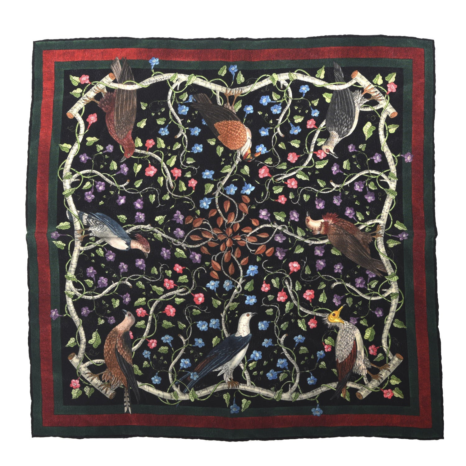 Gucci Silk Floral Condor Square Handkerchief Black 1 of 3