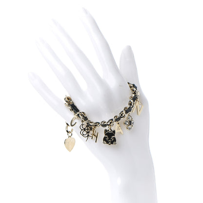 Chanel Lambskin Crystal CC Logo Charming Bracelet Gold Black 2 of 4