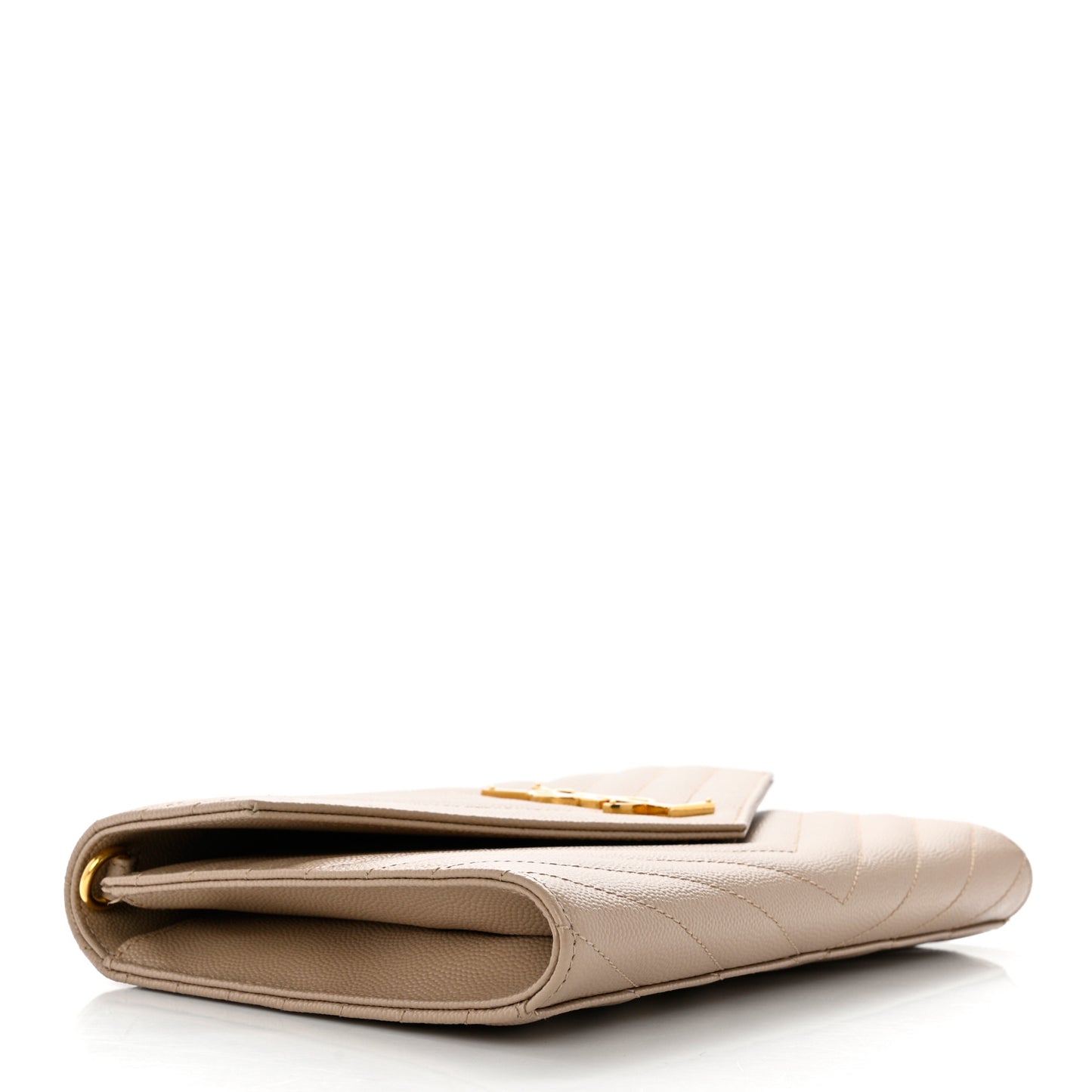 Grain De Poudre Matelasse Chevron Monogram Envelope Clutch Dark Beige