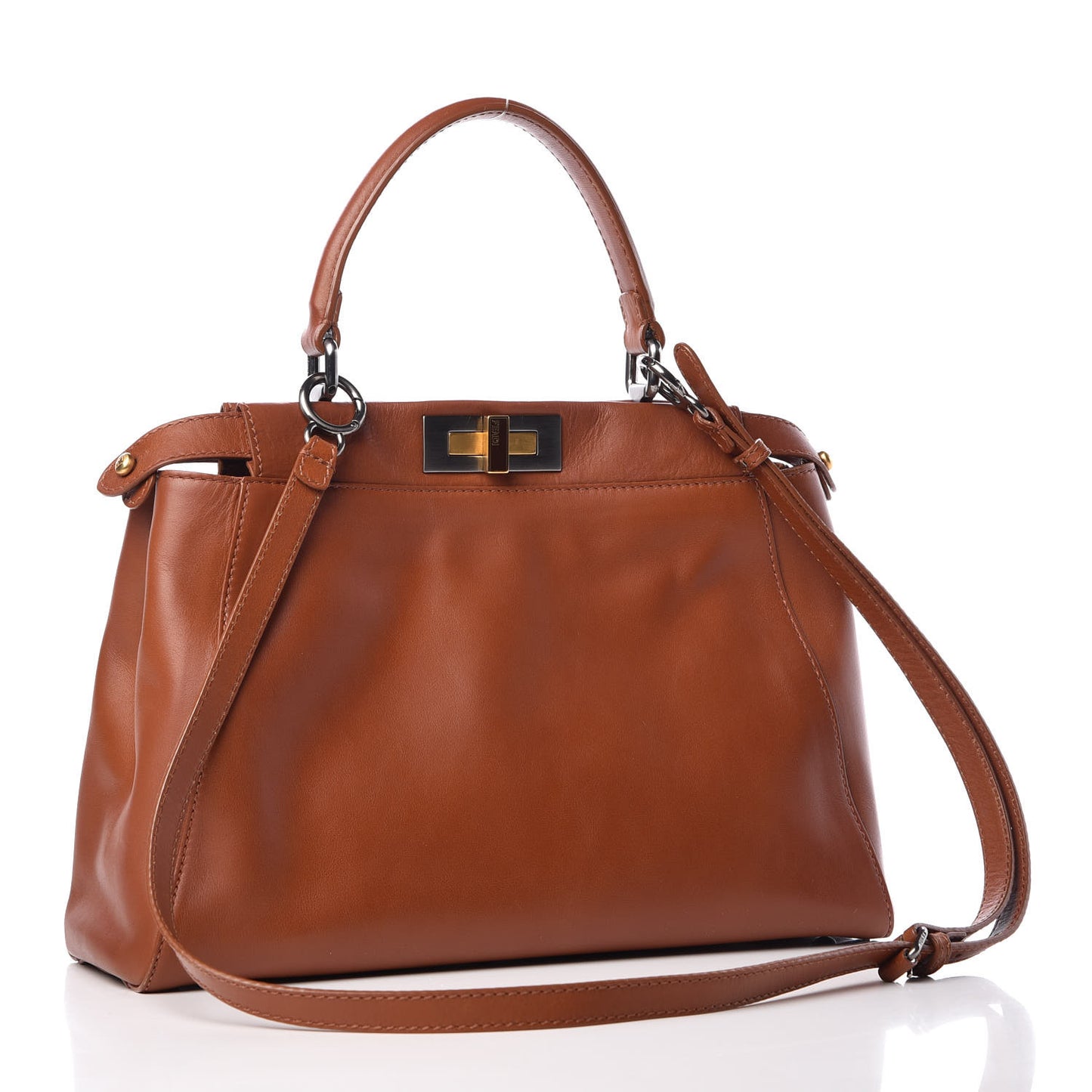 Vitello Suede Medium Peekaboo Iconic Satchel Cuoio Rame Moro