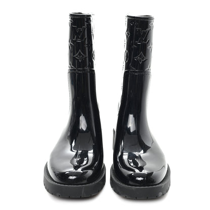 Louis Vuitton Rubber Embossed Monogram Drops Flat Half Boots 38 Black 3 of 8