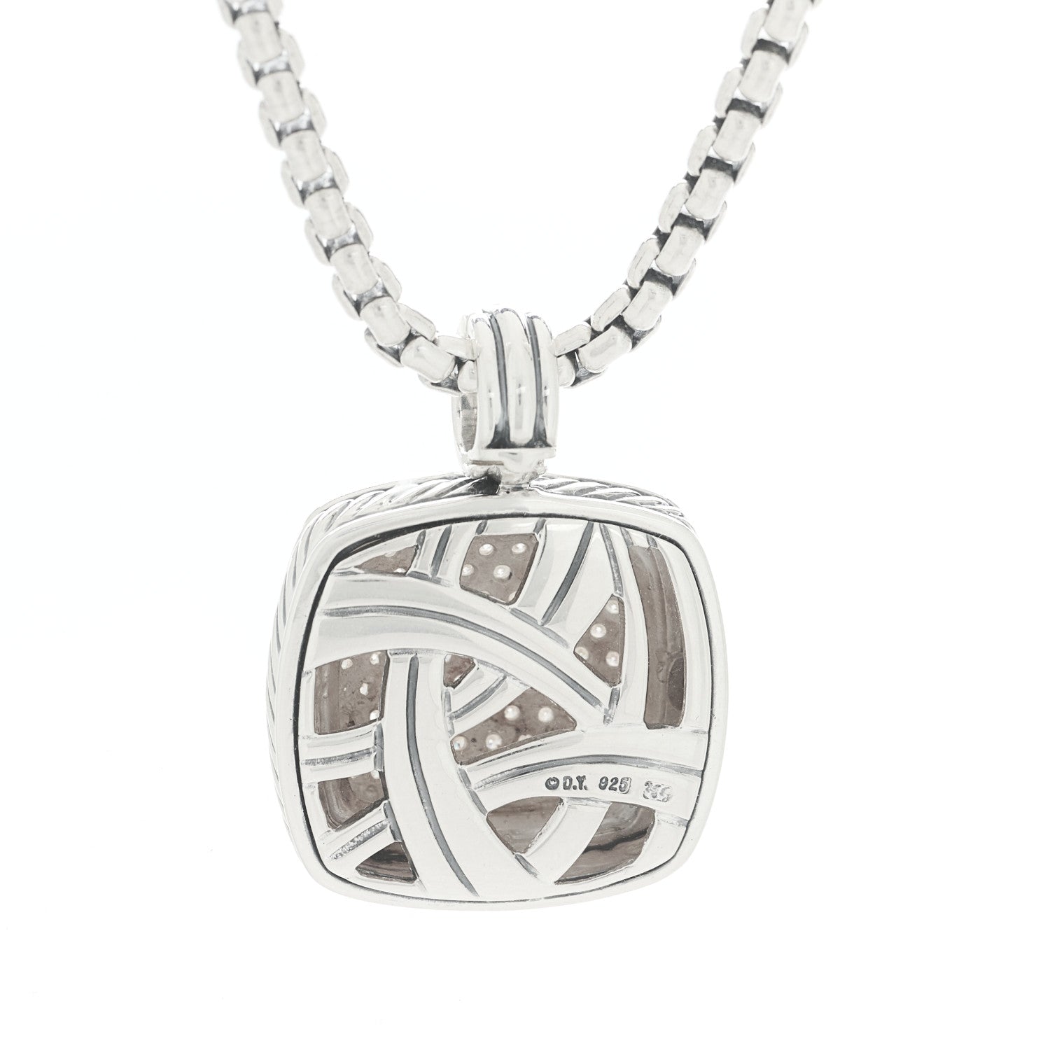 David Yurman Sterling Silver Diamond Large Albion Pave Pendant Necklace 5 of 6