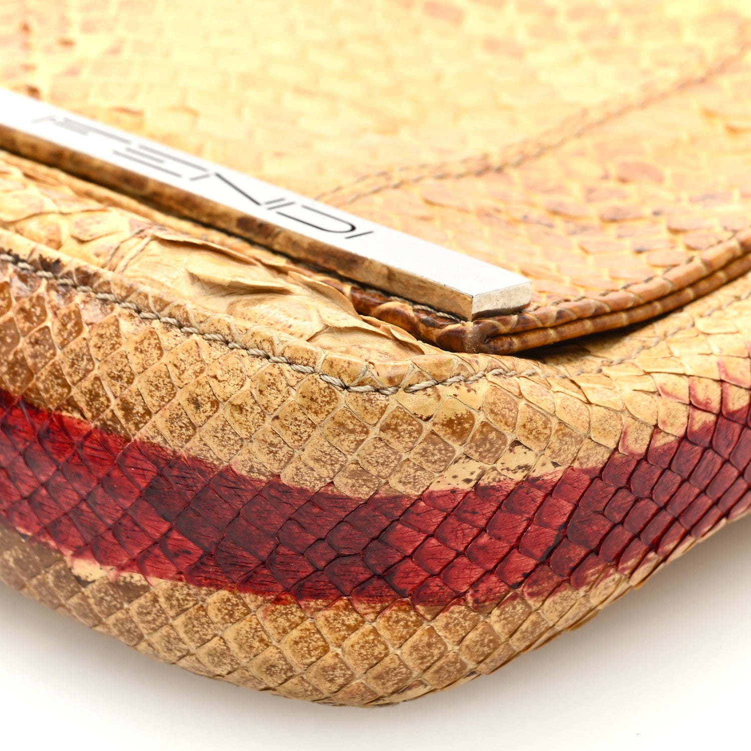 Fendi Snakeskin Shoulder Bag Beige Multicolor 7 of 8