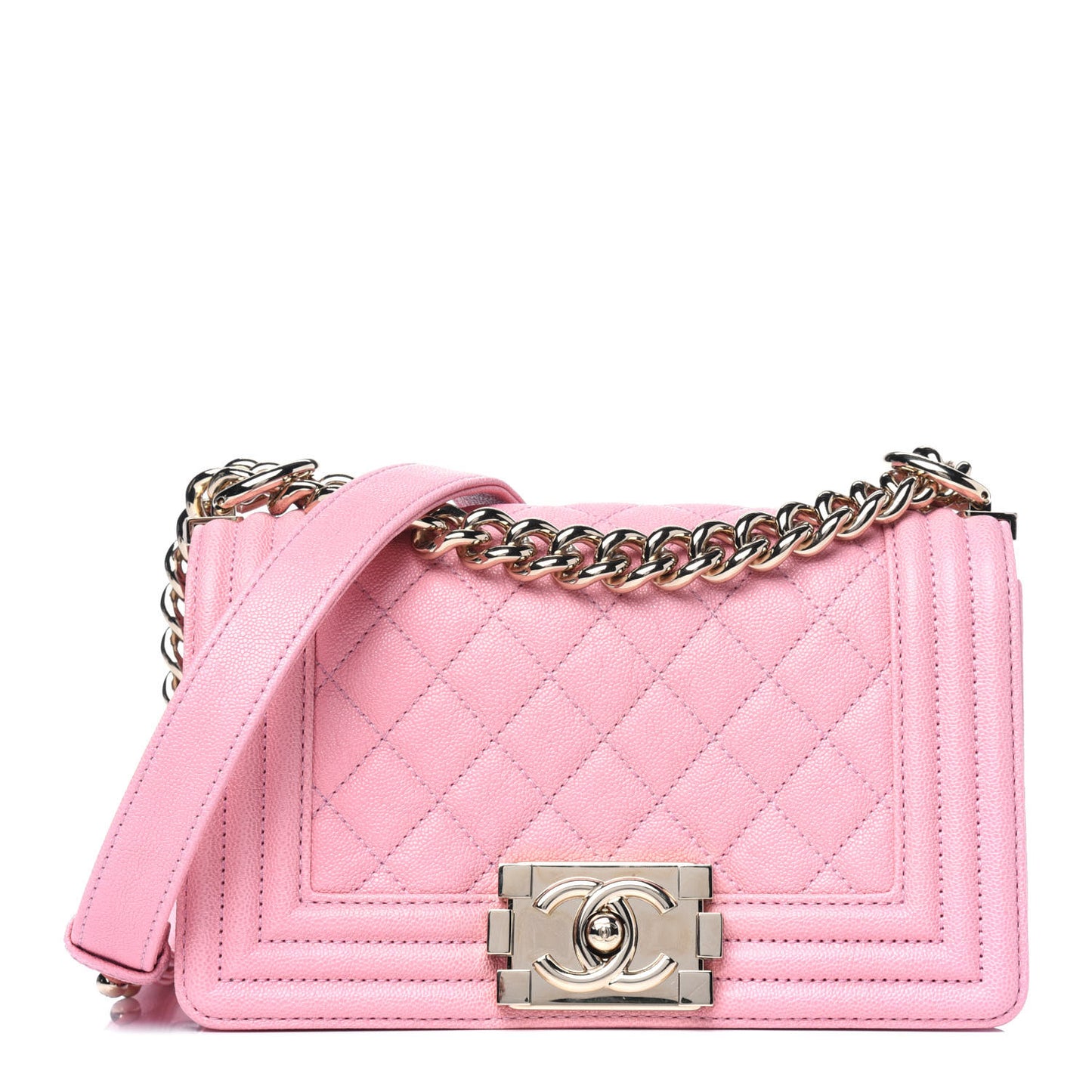 Caviar Quilted Small Boy Flap Pink