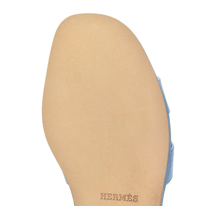 Hermes Epsom Oran Sandals 35 Bleu Faience 10 of 12