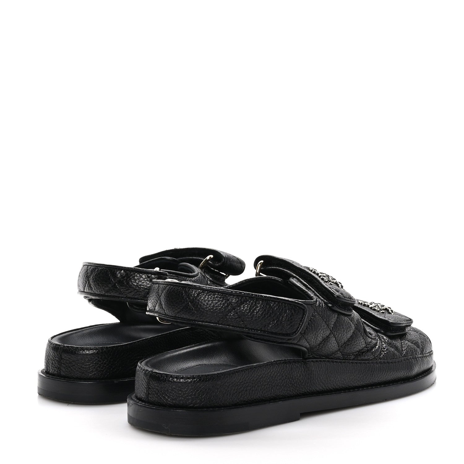 Chanel Grained Calfskin Velcro Dad Sandals 36 Black 4 of 13