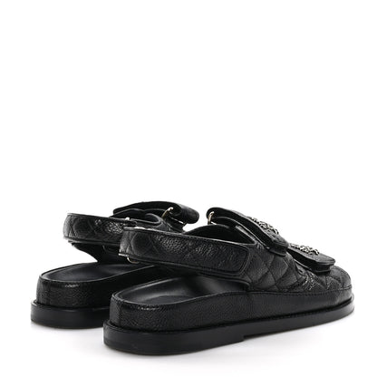 Chanel Grained Calfskin Velcro Dad Sandals 36 Black 4 of 13