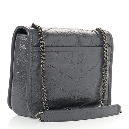Saint Laurent Crinkled Calfskin Matelasse Monogram Niki Chain Wallet Fog 2 of 8