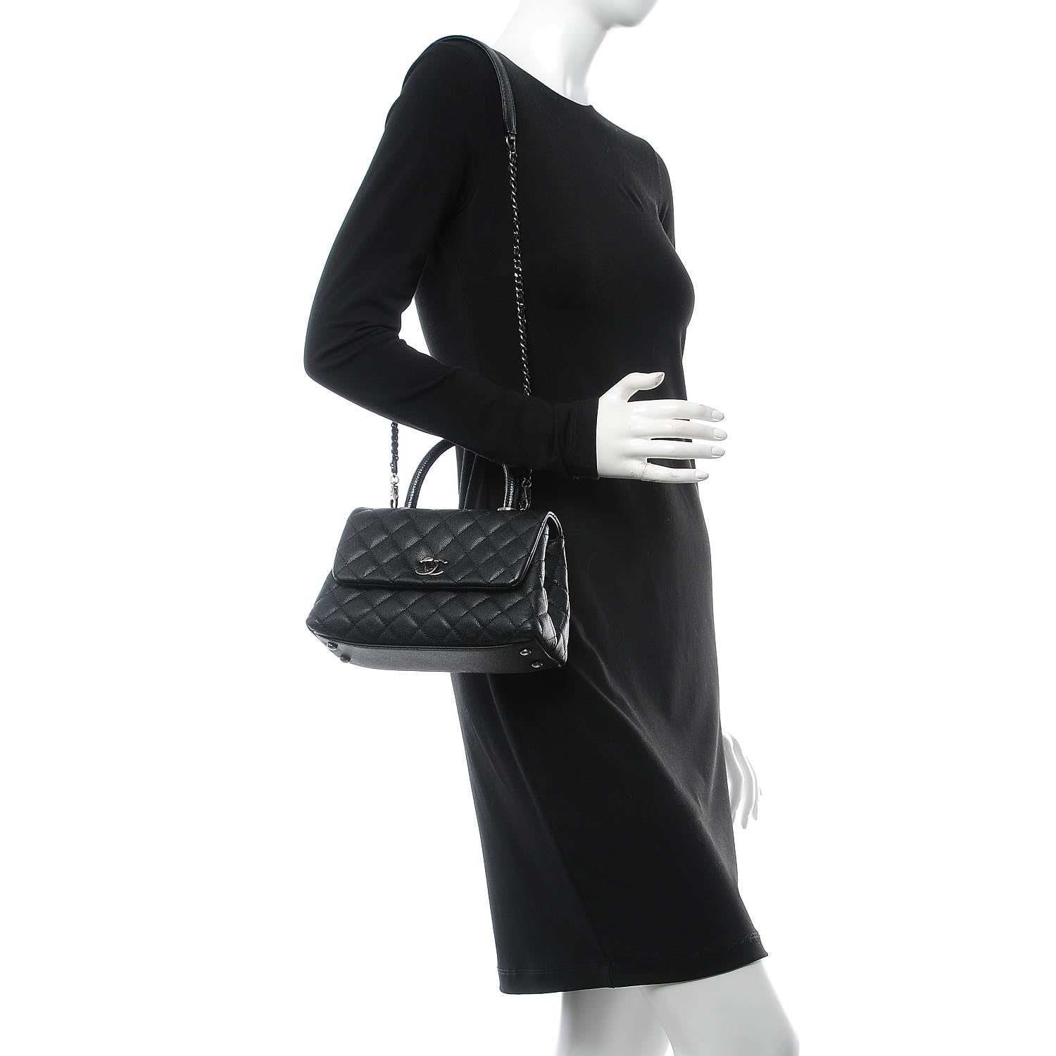 Chanel Caviar Lizard Quilted Mini Coco Handle Flap Black 2 of 9
