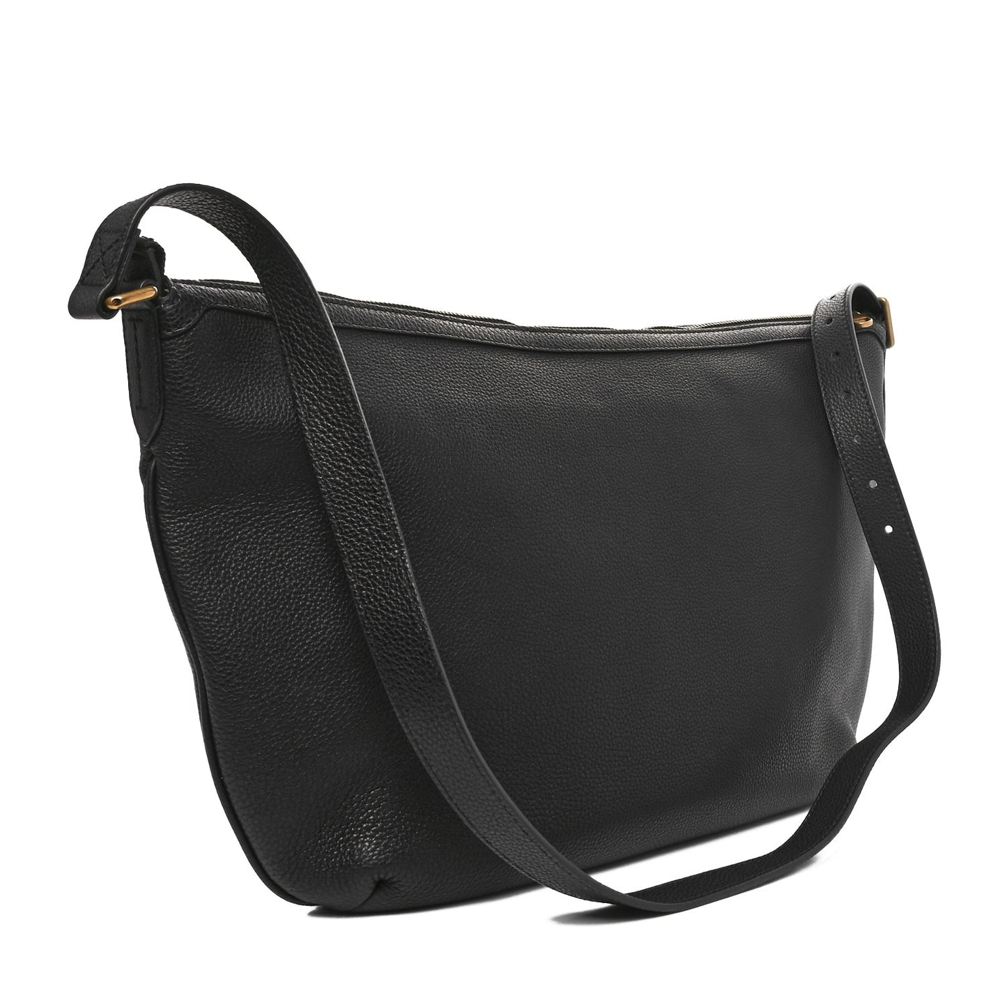 Grained Calfskin Logo Half Moon Hobo Black