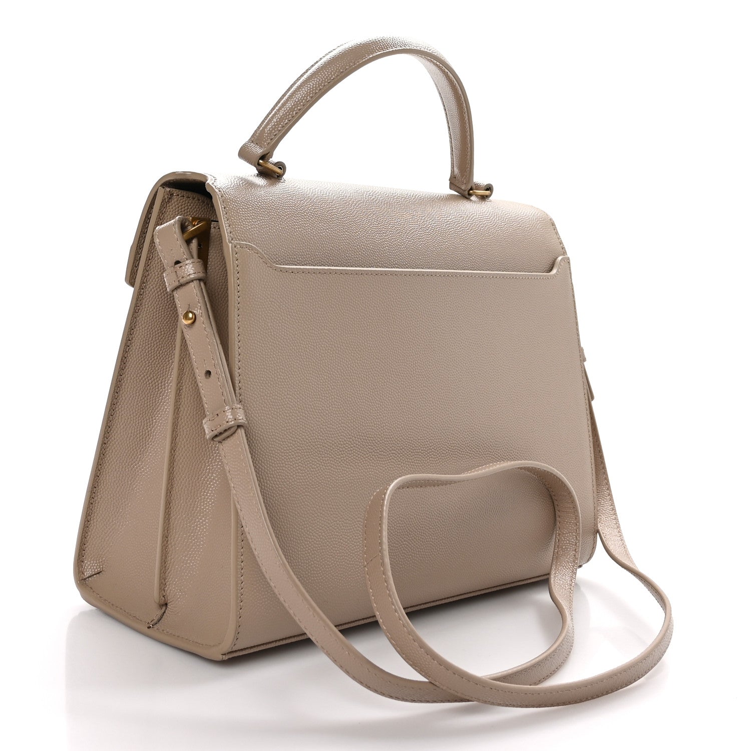 Saint Laurent Grain de Poudre Medium Classic Monogram Cassandra Top Handle Dark Beige 3 of 10