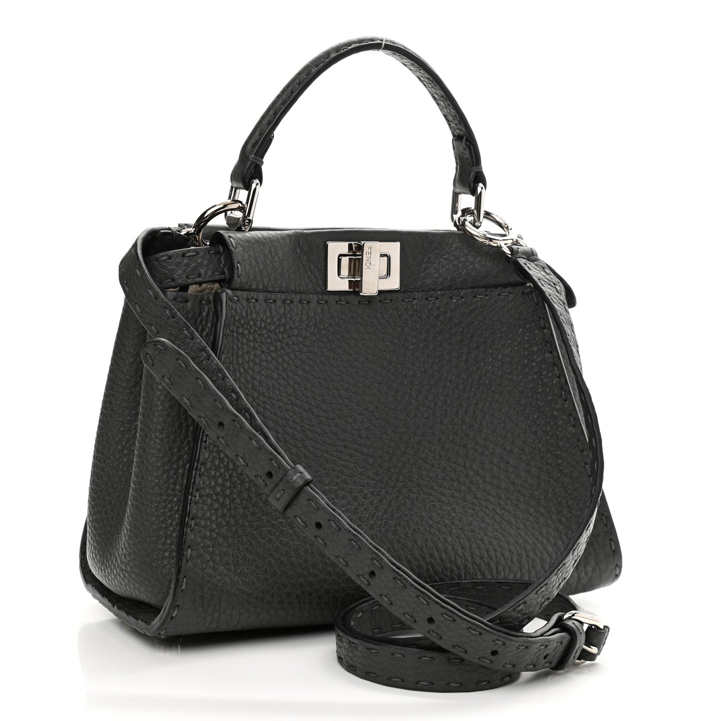 Cuoio Romano Selleria Bi-Color Mini Peekaboo Iconic Satchel Asfalto Latte