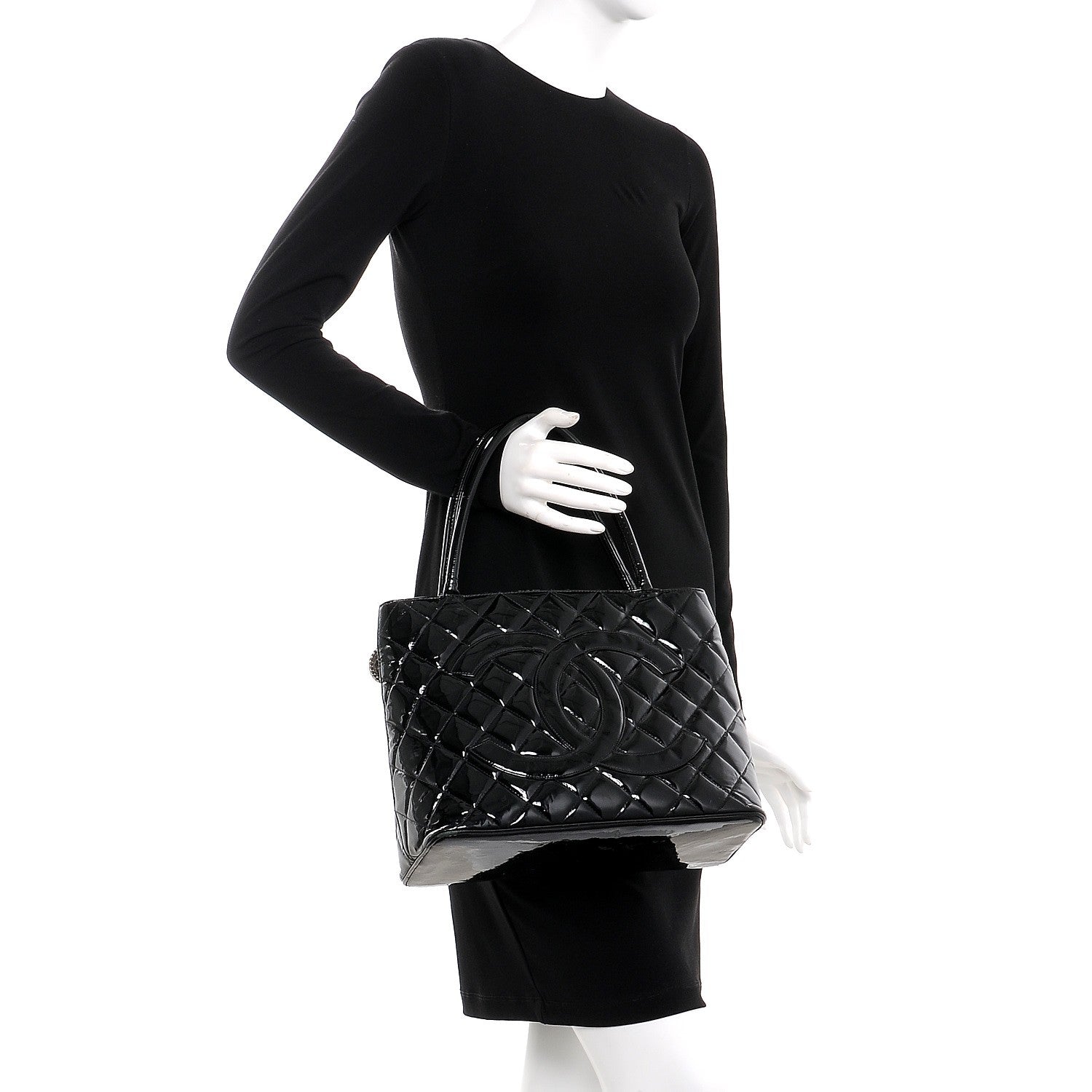 Chanel Patent Quilted Medallion Tote Bag Black 2 of 12