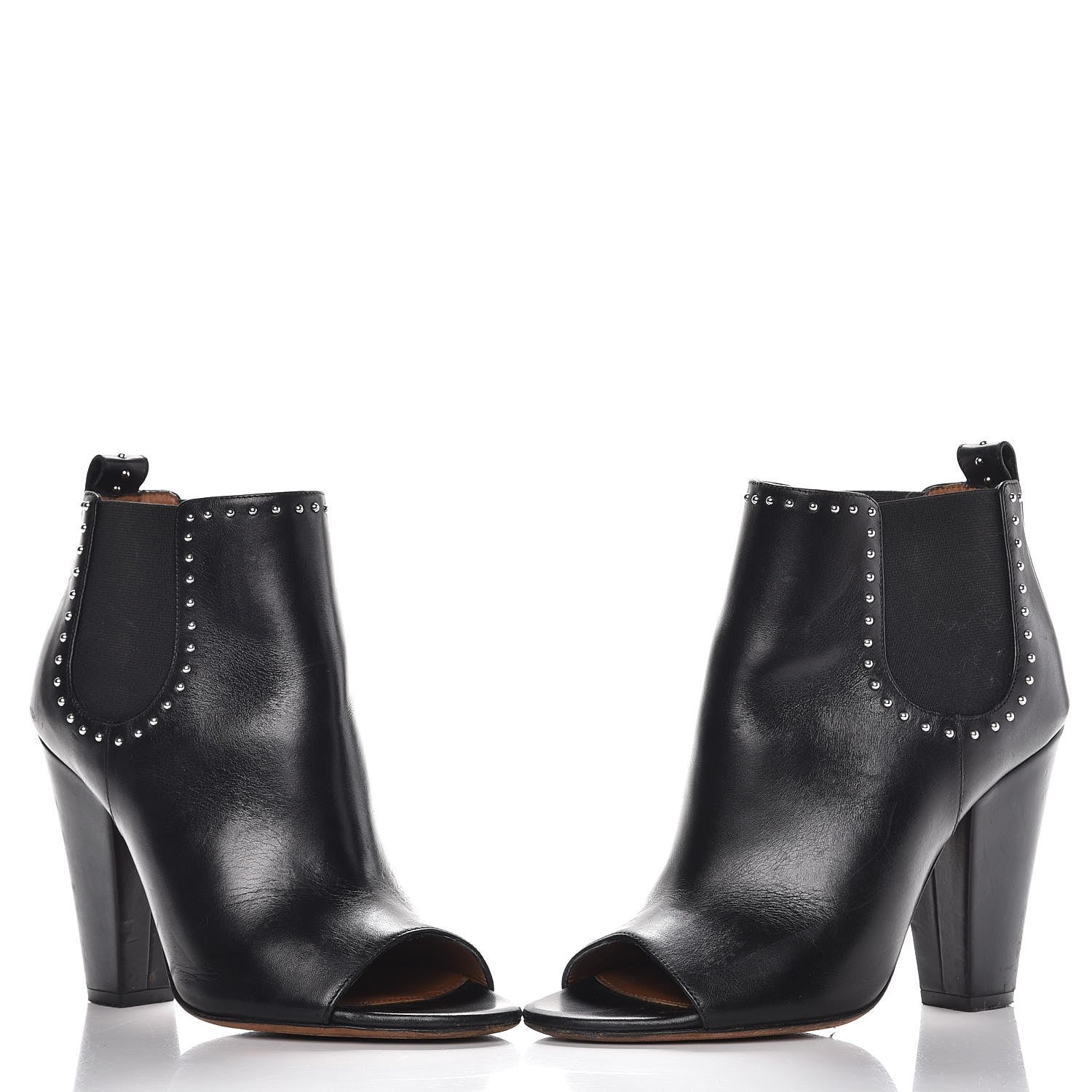 Givenchy Calfskin Studded Chelsea Ouv Peep Toe Booties 38 Black 6 of 13