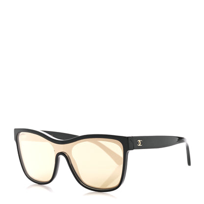 Chanel Acetate Shield Sunglasses 5418 Black Gold 1 of 8