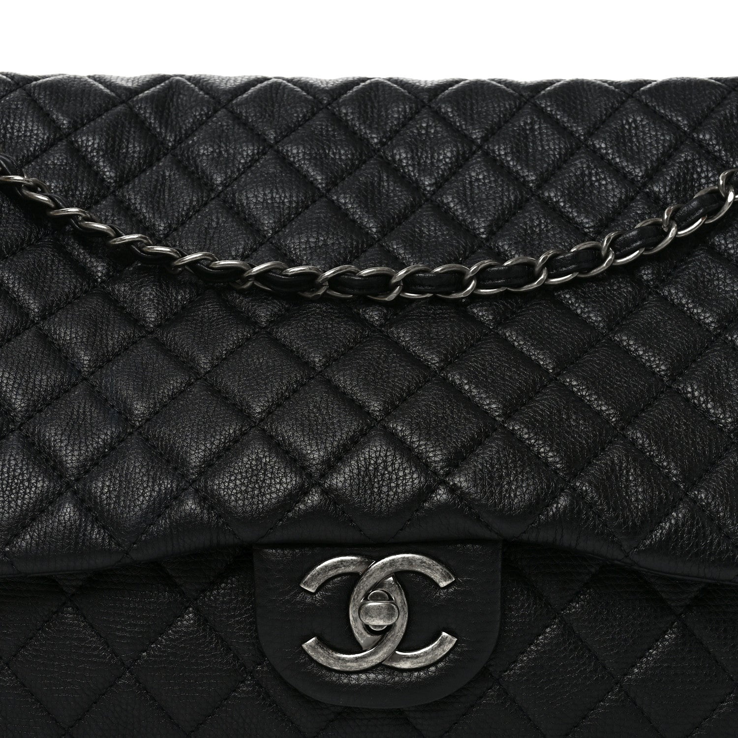 Chanel Grained Calfskin Quilted XXL Travel Flap Bag Black Black 8 of 10