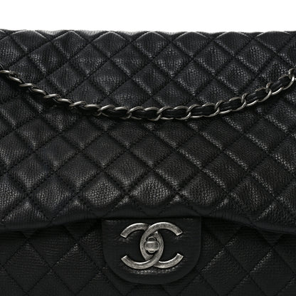 Chanel Grained Calfskin Quilted XXL Travel Flap Bag Black Black 8 of 10