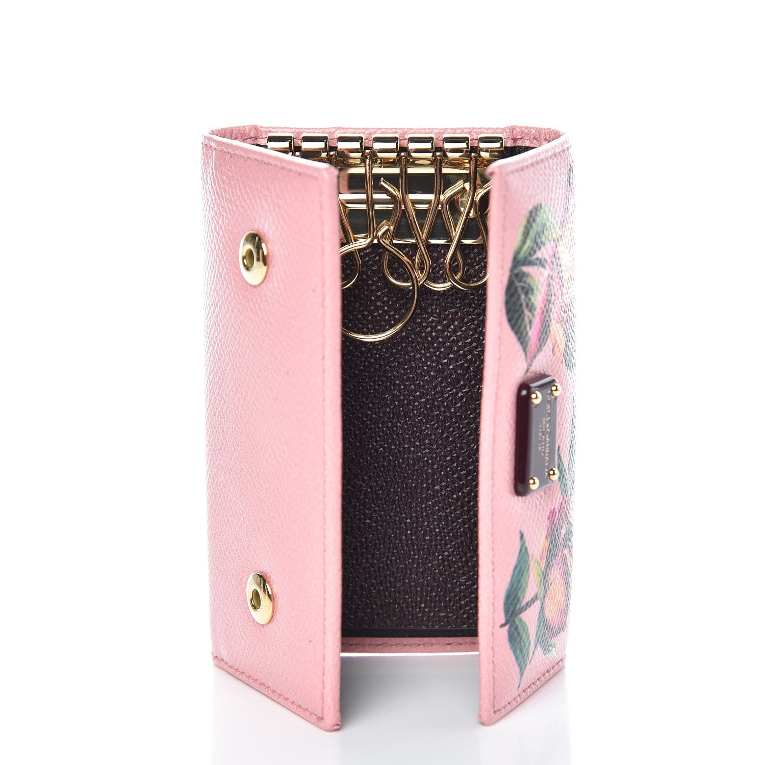 Dolce & Gabbana Dauphine Painted Rose Key Holder Pink 5 of 6