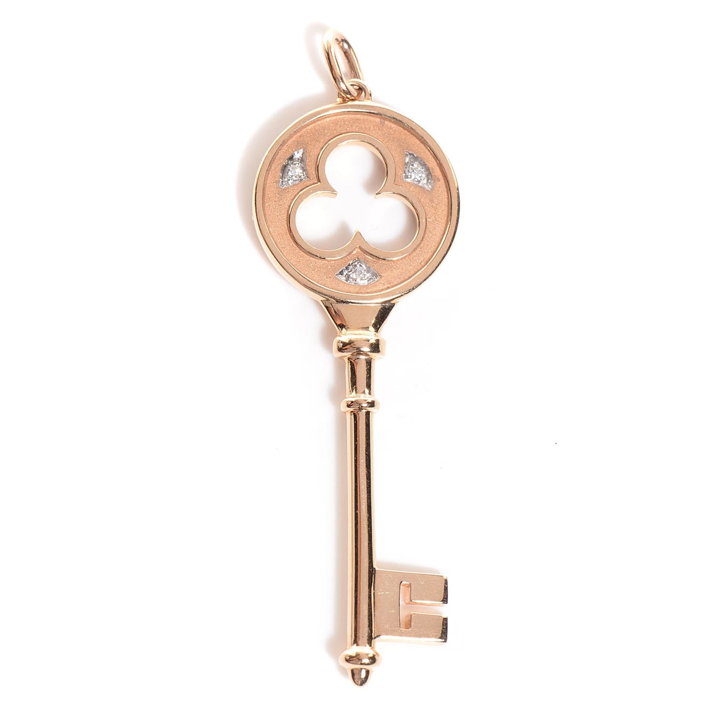 18K Rose Gold Diamond Clover Key Pendant